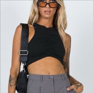 Princess Polly Black Ruched Crop Top